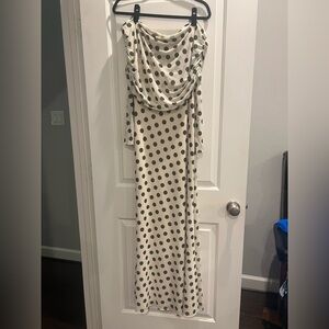 AFRM Long Sleeve Dress with Black Polka Dots